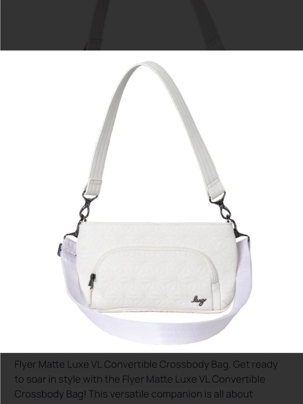 lug Flyer Matte Luxe in White Crossbody Bag NWT with a small blemish see picture